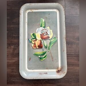 Vintage Floral Metal Tray